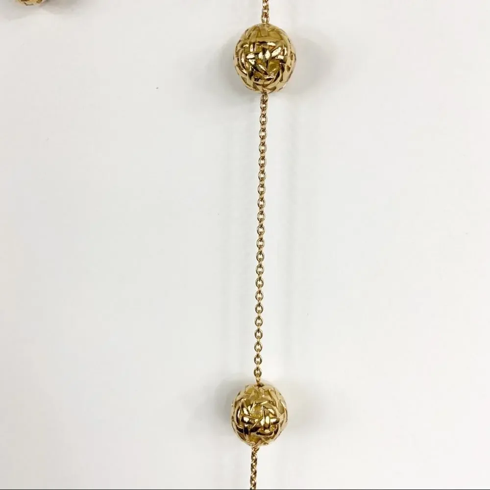 Gold Tone Endless Necklace With Large Beads